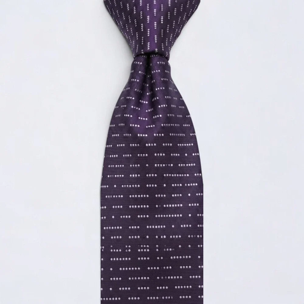 Jos A Bank Necktie Adult Purple Geometric Dash 100% Silk Classic Tie Formal
